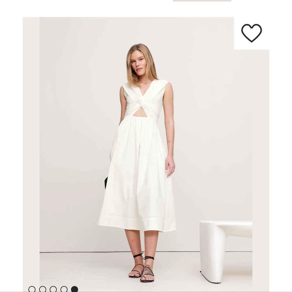 NWOT Banana Republic Cream Cut-Out Midi Dress Size S White - Picture 3 of 8